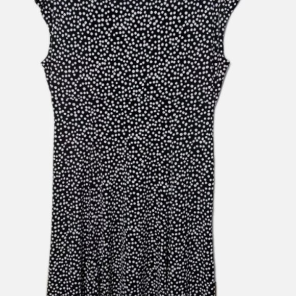 Jones New York Women’s 14 Polka Dot A-Line Dress Black White Twist Front Midi - Picture 3 of 8